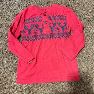 GARANIMALS | 5T | boys | long sleeve | T-shirt | reindeer print | red